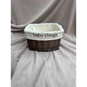 "baby things" Dark Wicker Nursery Storage Basket with Cream Liner
